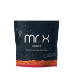 Mr. X Runtz premium 1g vape cartridge package with cosmic Mars landscape design