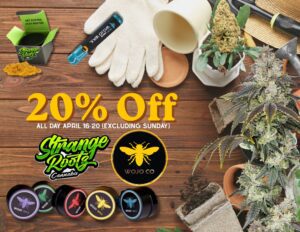 20% off All Strange Rootz and WOJO (Flower and Wax) Fluresh dispensary Grand Rapids Michigan 420 deals