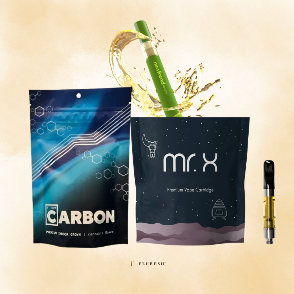 Fluresh House brands carbon, newfrend and Mr. x weed carts